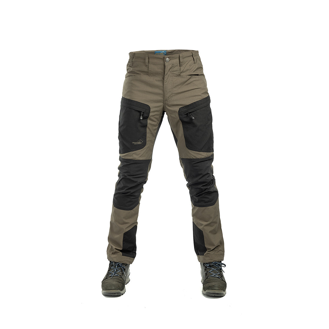 Arrak Men's Active Stretch Trousers Brown front durable, stretchy, with multiple pockets, water repellent.