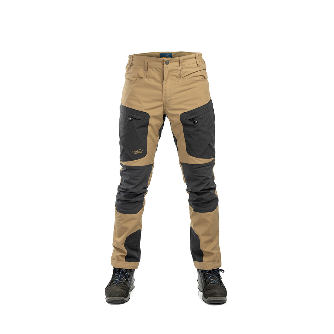 Arrak Men's Active Stretch Trousers Khaki Beige front durable, stretchy, with multiple pockets, water repellent.