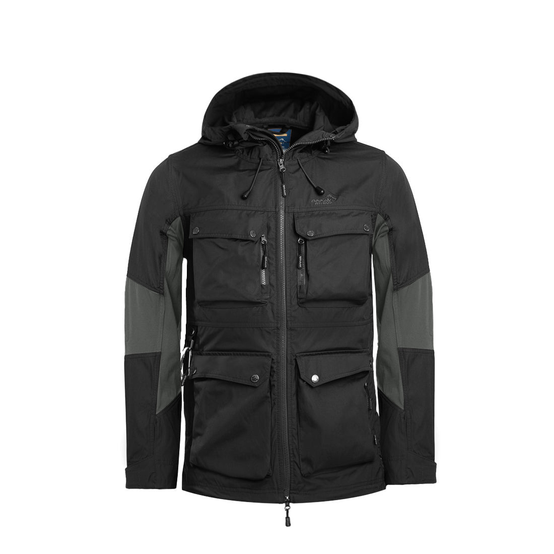 Arrak Men's Hybrid Jacket Black Front with multiple pockets, windproof, perfect for dog walks