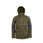 Arrak Men's Hybrid Jacket Olive Front hooded with multiple pockets, windproof, perfect for dog walks