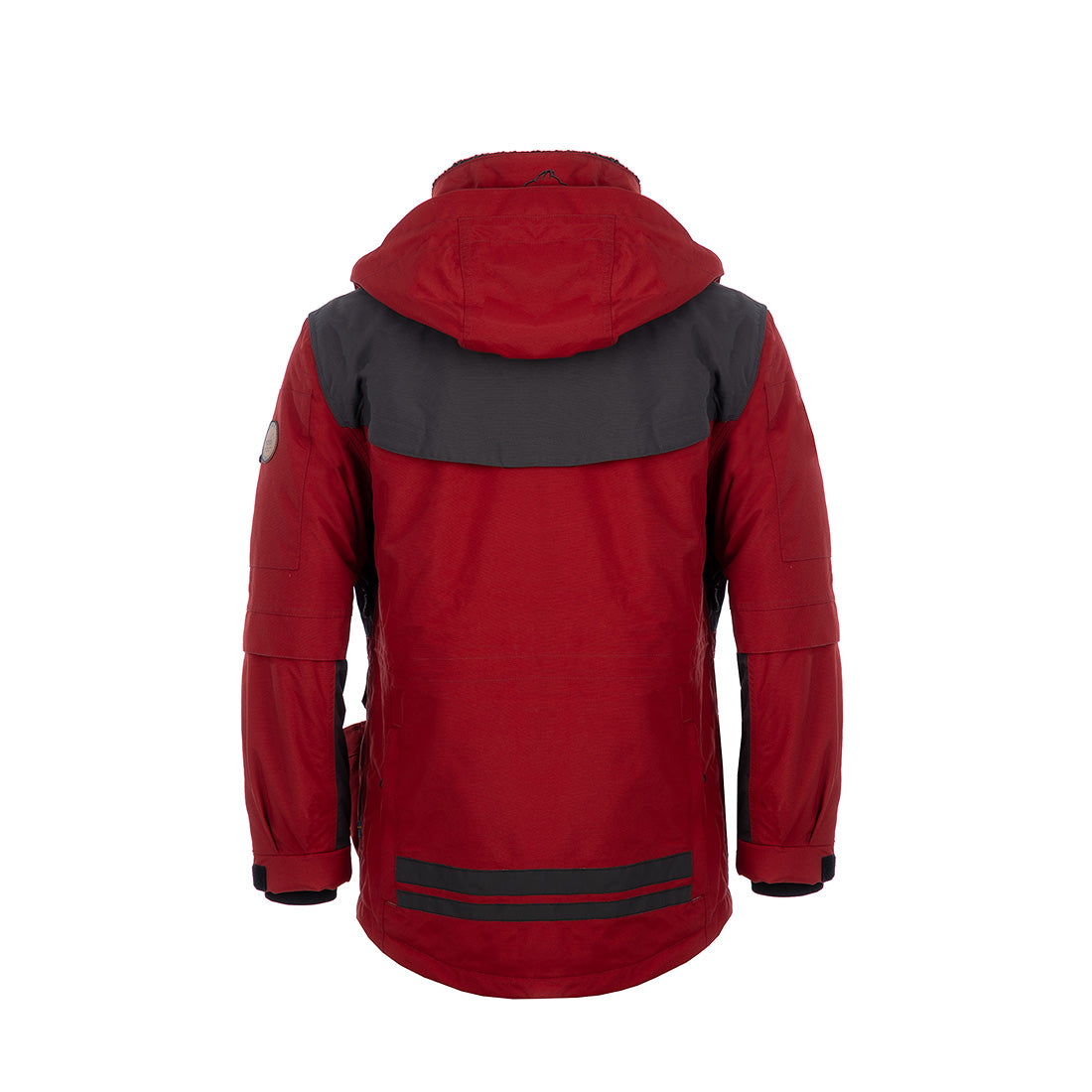 Arrak Men's Original Jacket Red Grey Back with multiple pockets, waterproof for the outdoor dog owner
