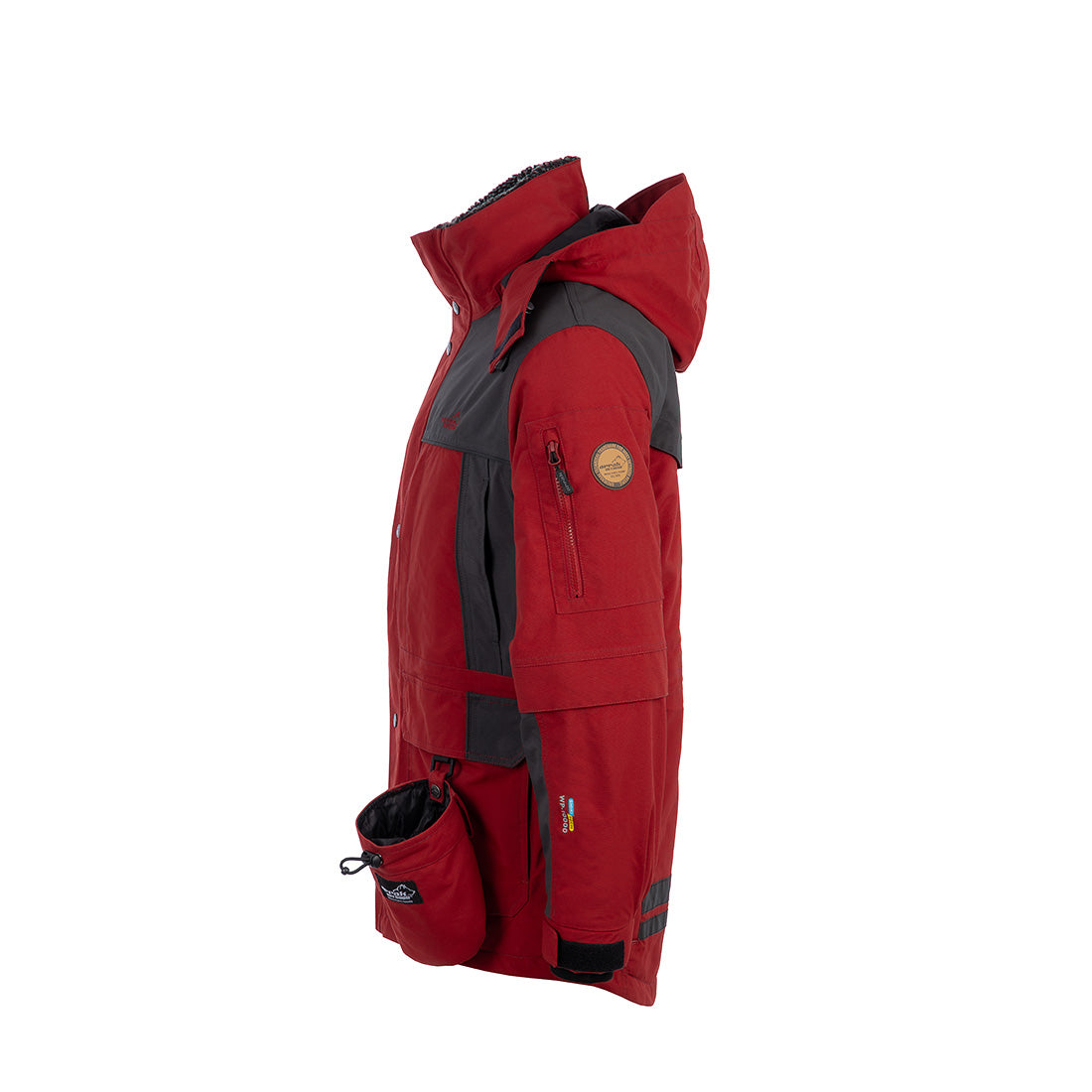 Arrak Men's Original Jacket Red Grey Side with multiple pockets, waterproof for the outdoor dog owner