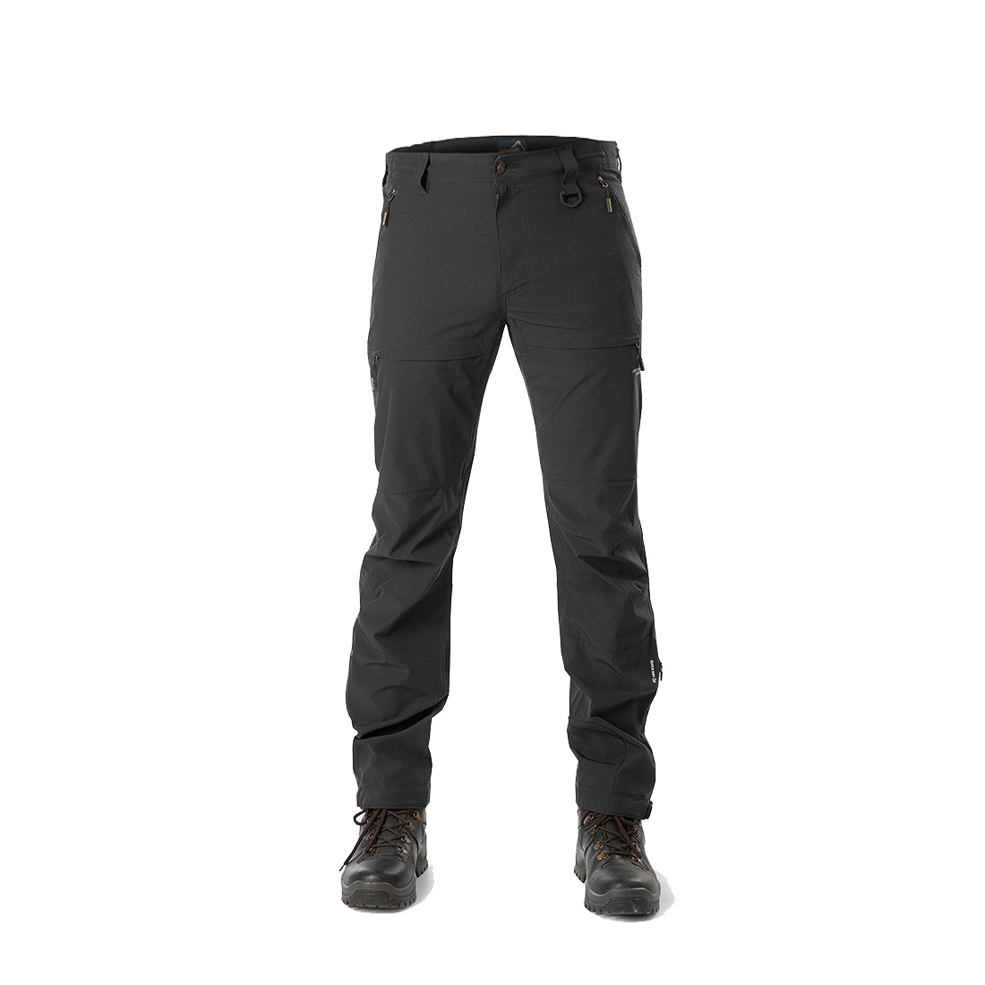 Arrak Men's Quick Dry Trousers Black front waterproof, stretchy, with multiple pockets.