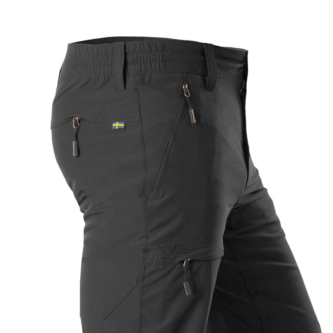 Arrak Men's Quick Dry Trousers Black side pocket waterproof, stretchy, with multiple pockets.