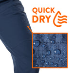 Arrak Men's Quick Dry Trousers Navy fabric waterproof, stretchy, with multiple pockets.
