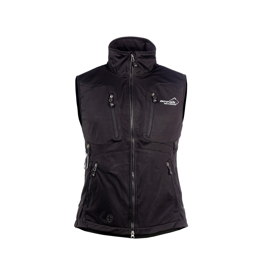 Arrak Women's Acadia Softshell Vest Black front breathable, waterproof, with multiple pockets, perfect for dog training