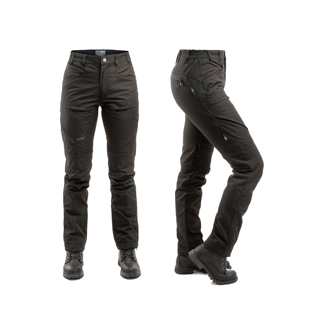 Arrak Women's Active Stretch Trousers Black front side durable, stretchy, with multiple pockets, water repellent.