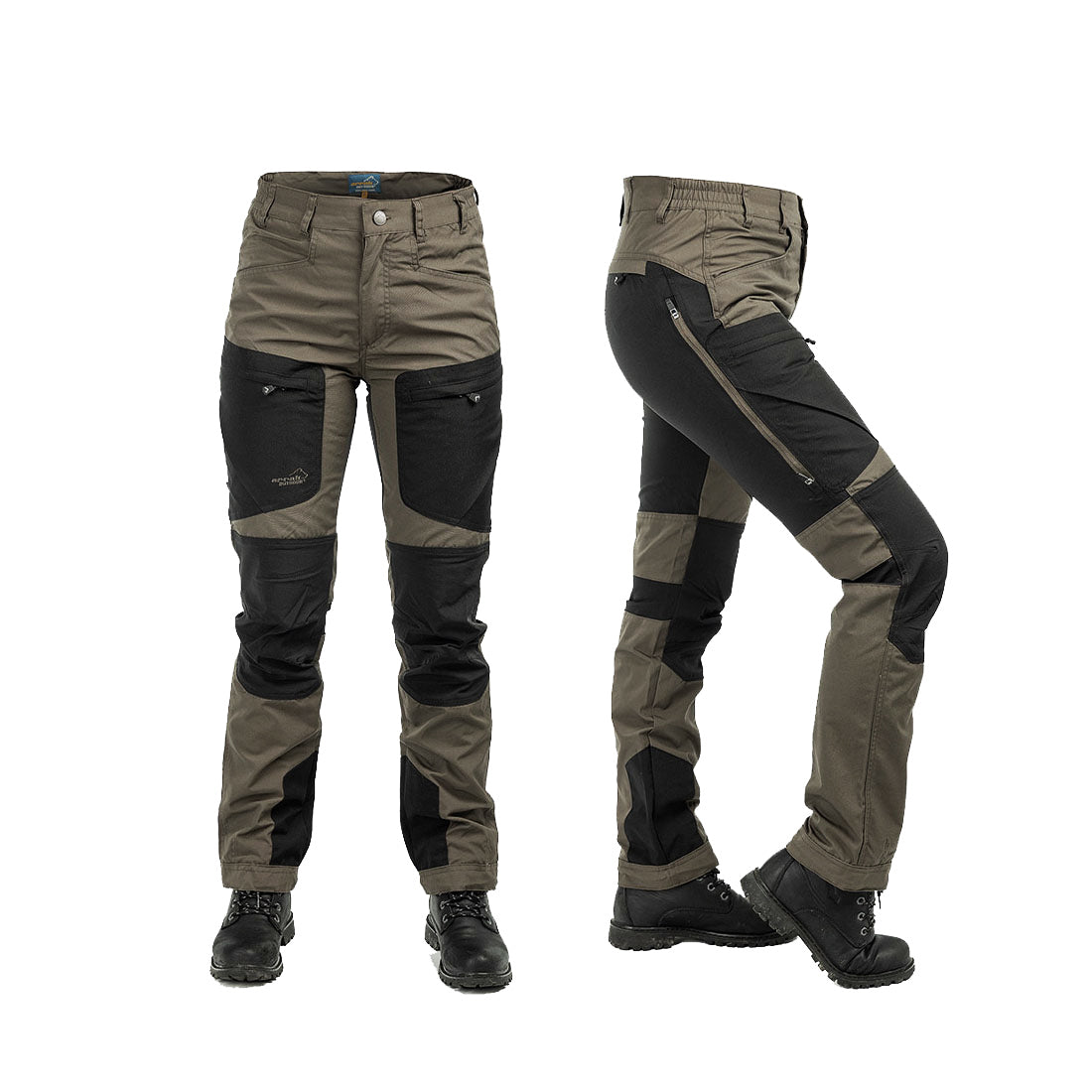 Arrak Women's Active Stretch Trousers Brown front side durable, stretchy, with multiple pockets, water repellent.