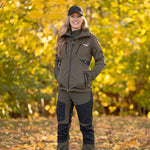 Arrak Women's Active Stretch Trousers Olive model front durable, stretchy, with multiple pockets, water repellent.