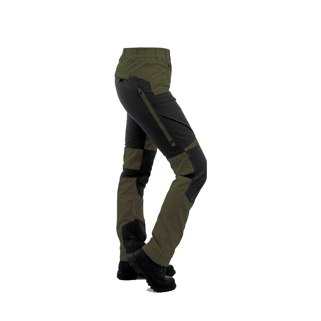 Arrak Women's Active Stretch Trousers Olive side durable, stretchy, with multiple pockets, water repellent.
