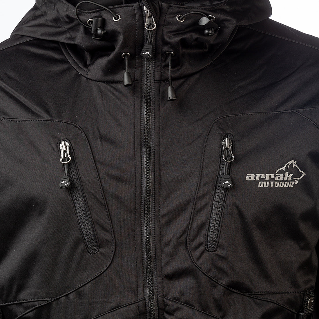 Arrak Women's Akka Softshell Jacket Black Chest with multiple pockets, water repellent for dog walking