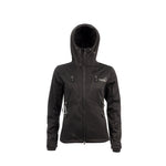Arrak Women's Akka Softshell Jacket Black Front with Hood with multiple pockets, water repellent for dog walking