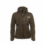 Arrak Women's Akka Softshell Jacket Brown Front with multiple pockets, water repellent for dog walking