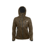 Arrak Women's Akka Softshell Jacket Brown Front with Hood with multiple pockets, water repellent for dog walking
