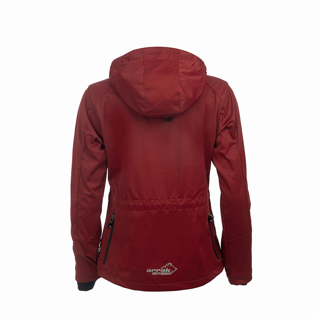 Arrak Women's Akka Softshell Jacket Red Back with multiple pockets, water repellent for dog walking
