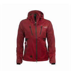 Arrak Women's Akka Softshell Jacket Red Front with multiple pockets, water repellent for dog walking