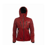 Arrak Women's Akka Softshell Jacket Red Front with Hood with multiple pockets, water repellent for dog walking