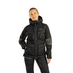 Arrak Women's Hybrid Jacket Black Front with multiple pockets, windproof, perfect for dog walks