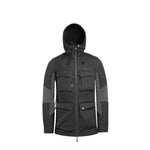 Arrak Women's Hybrid Jacket Black Front hooded with multiple pockets, windproof, perfect for dog walks