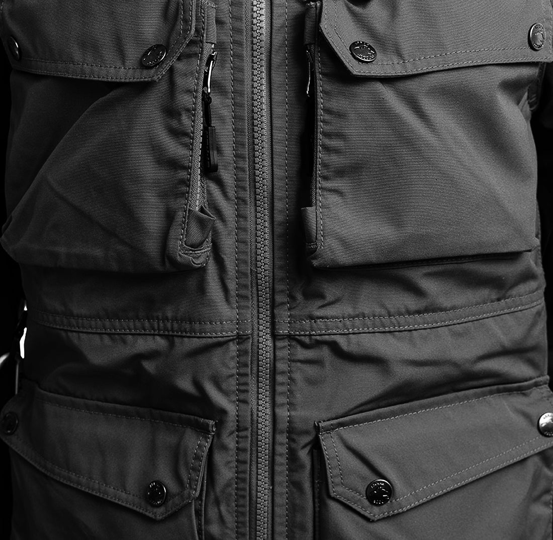Arrak Women's Hybrid Jacket Black detail pockets, windproof, perfect for dog walks