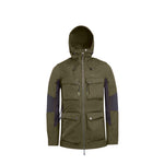 Arrak Women's Hybrid Jacket Olive Front hooded with multiple pockets, windproof, perfect for dog walks