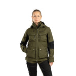 Arrak Women's Hybrid Jacket Olive Front with multiple pockets, windproof, perfect for dog walks