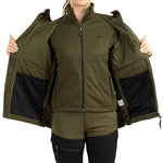Arrak Women's Hybrid Jacket Olive inside pockets, windproof, perfect for dog walks