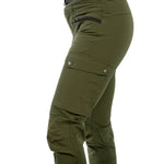 Arrak Women's Motion Flex Trousers Olive side waterproof, stretchy, with multiple pockets, with belt.