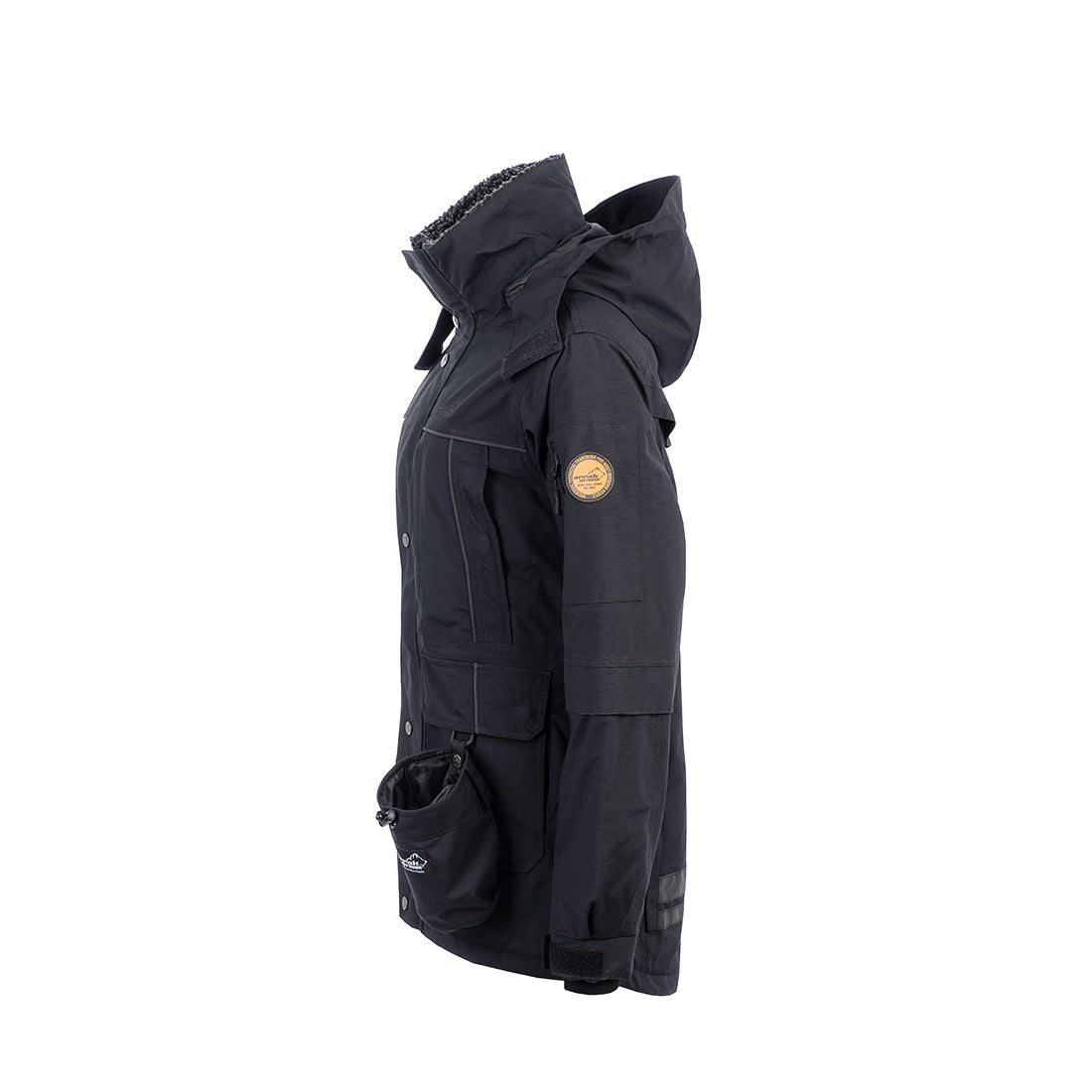 Arrak Women's Original Jacket Black Side with multiple pockets, waterproof for the outdoor dog owner