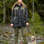 Arrak Women's Original Jacket Olive Front woman forrest with multiple pockets, waterproof for the outdoor dog owner