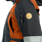 Arrak Women's Original Jacket Orange Gray Arm pocket detail, waterproof for the outdoor dog owner