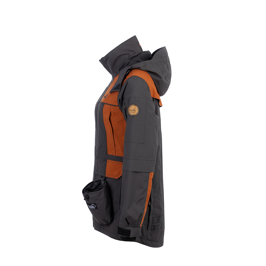 Arrak Women's Original Jacket Orange Gray Side with multiple pockets, waterproof for the outdoor dog owner