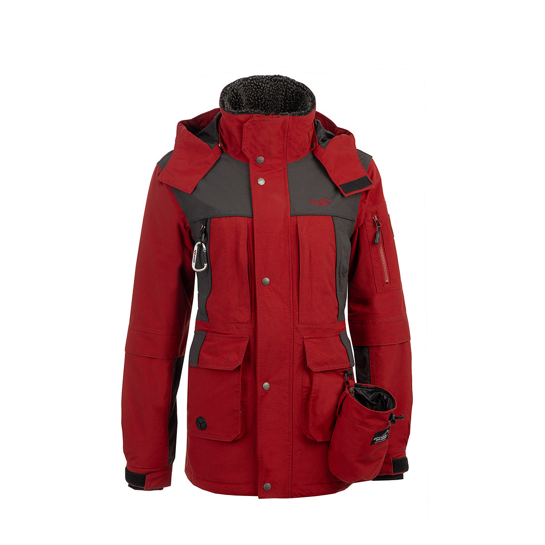Arrak Women's Original Jacket Red Grey Front with multiple pockets, waterproof for the outdoor dog owner
