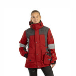 Arrak Women's Original Jacket Red Grey Front model with multiple pockets, waterproof for the outdoor dog owner