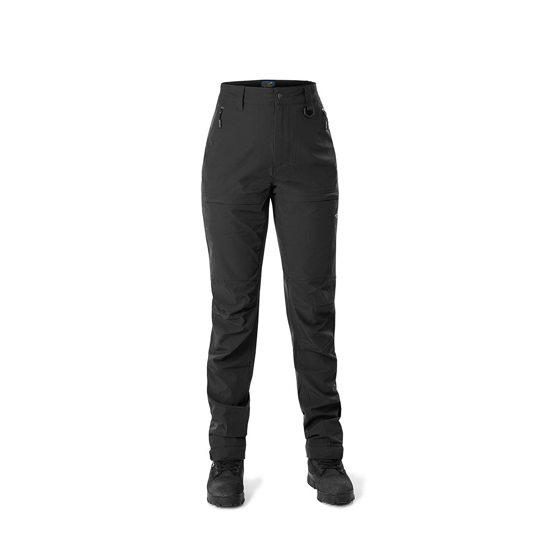 Arrak Women's Quick Dry Trousers Black front waterproof, stretchy, with multiple pockets.