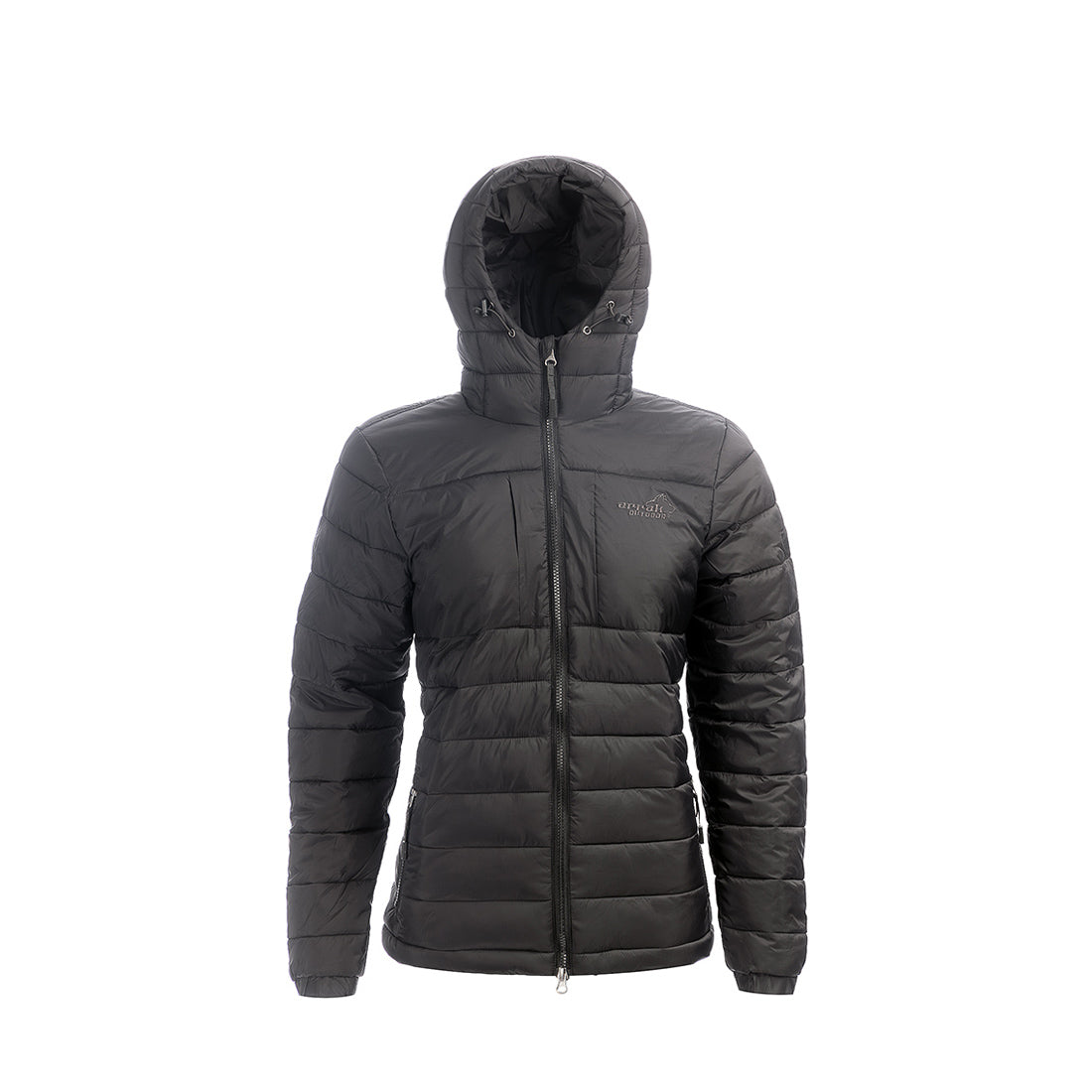 Arrak Women's Warmy Jacket Black hooded with multiple pockets, windproof, thermal, lightweight, perfect to keep you warm on dog walks