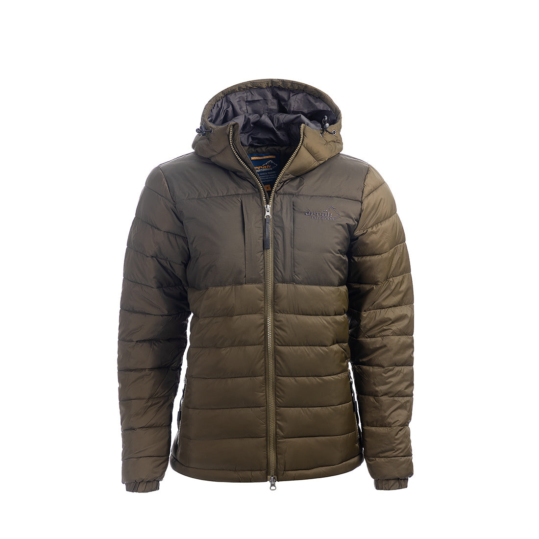 Arrak Women's Warmy Jacket Olive Front with multiple pockets, windproof, thermal, lightweight, perfect to keep you warm on dog walks