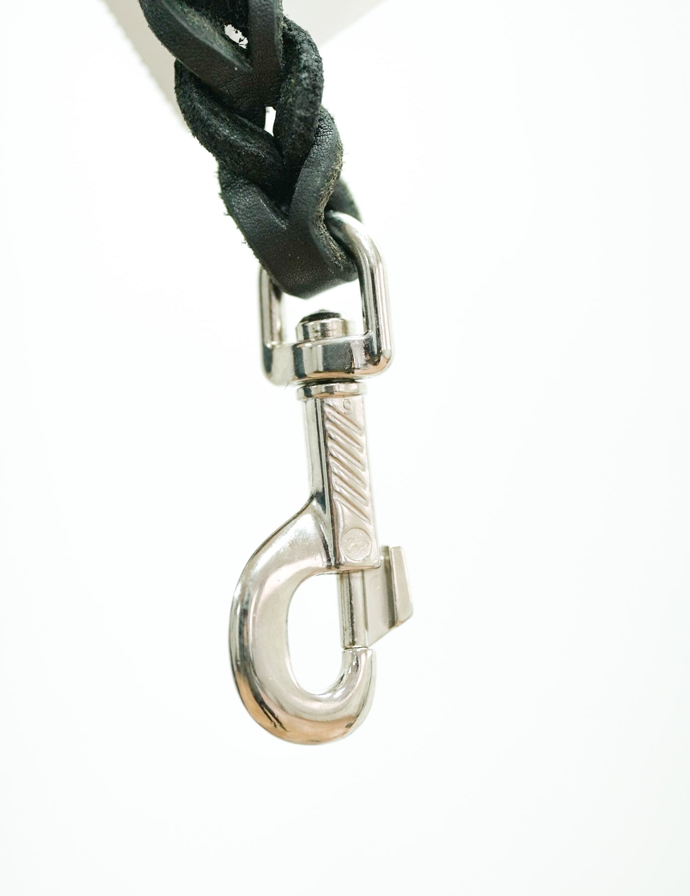 Black Leather Leash stainless steel clip
