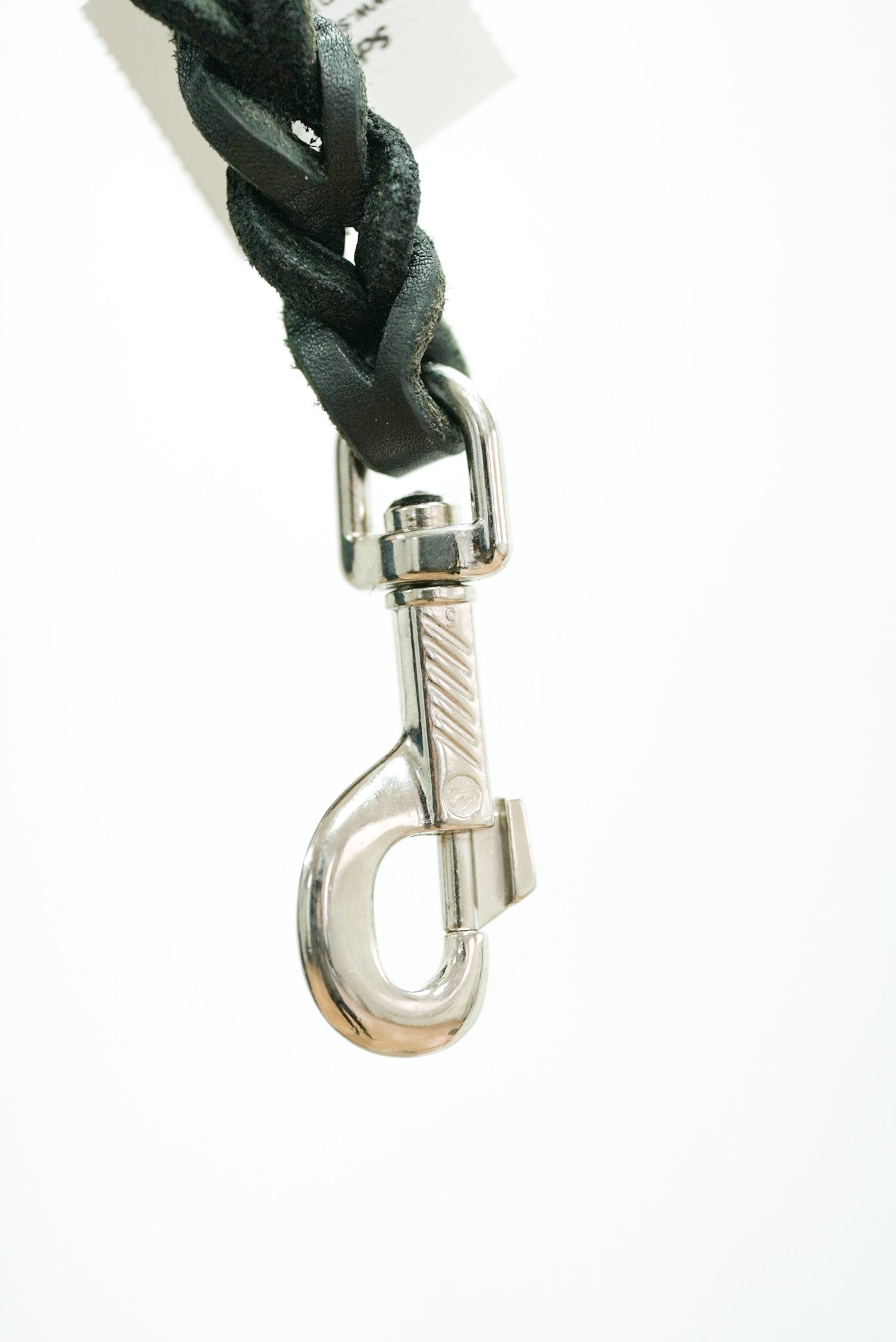 Black Leather Leash stainless steel clip