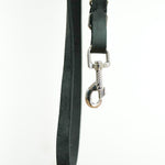 Black Leather Leash with Stainless Steel Clip 16mm with handle