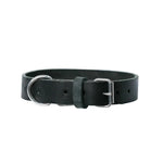 Black leather dog collar front