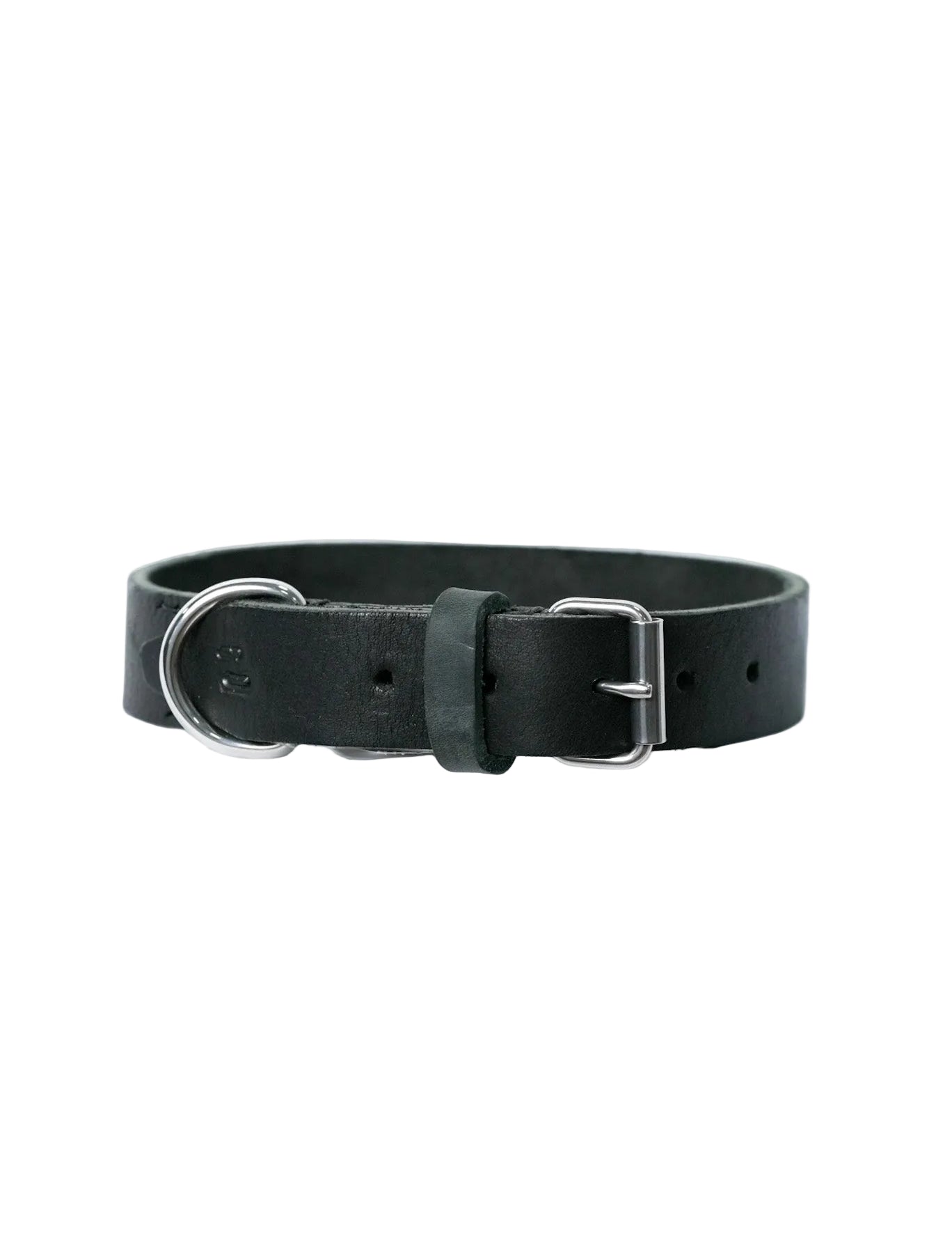 Black leather dog collar front