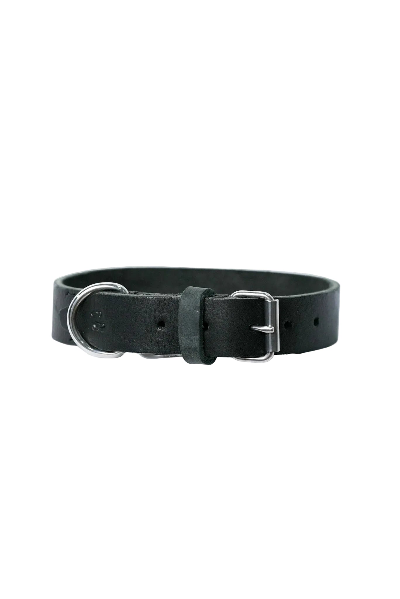 Black leather dog collar front