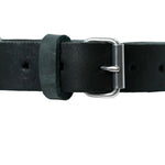Black leather dog collar stainless steel buckle