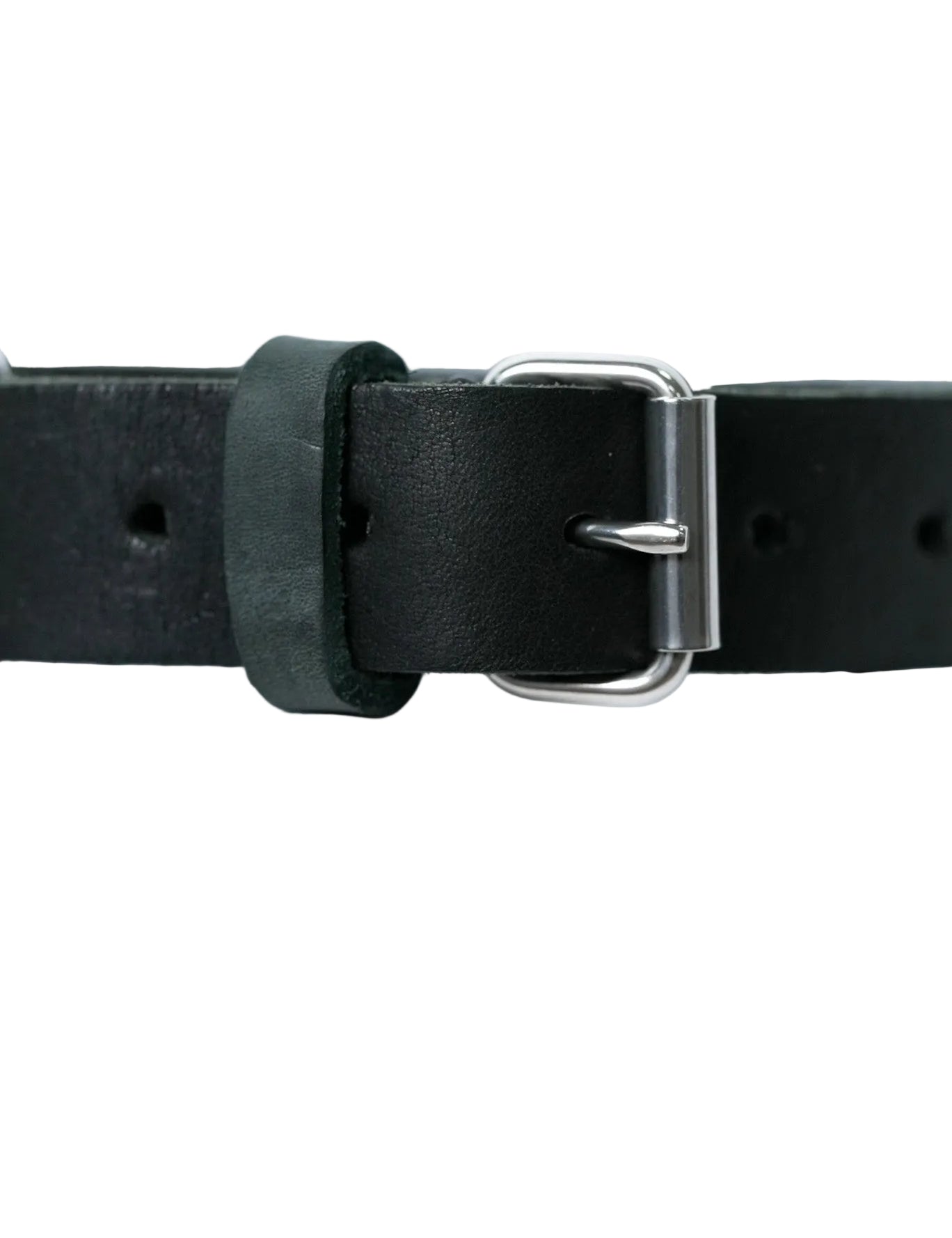 Black leather dog collar stainless steel buckle
