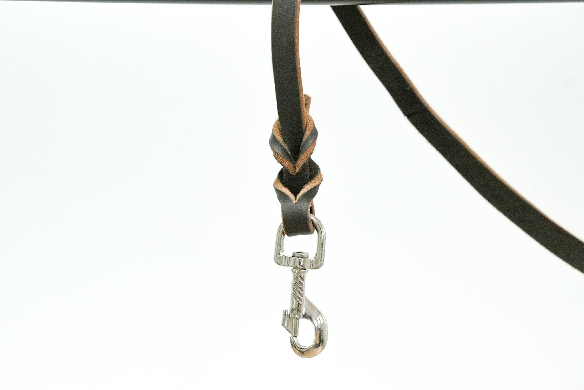 Brown Leather Leash stainless steel clip
