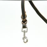 Brown Leather Leash stainless steel clip