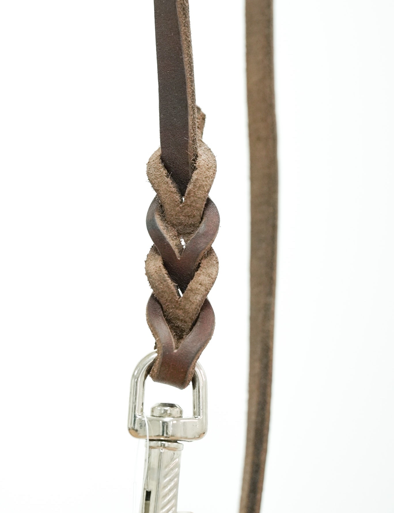Brown Leather Leash stainless steel clip 10mm