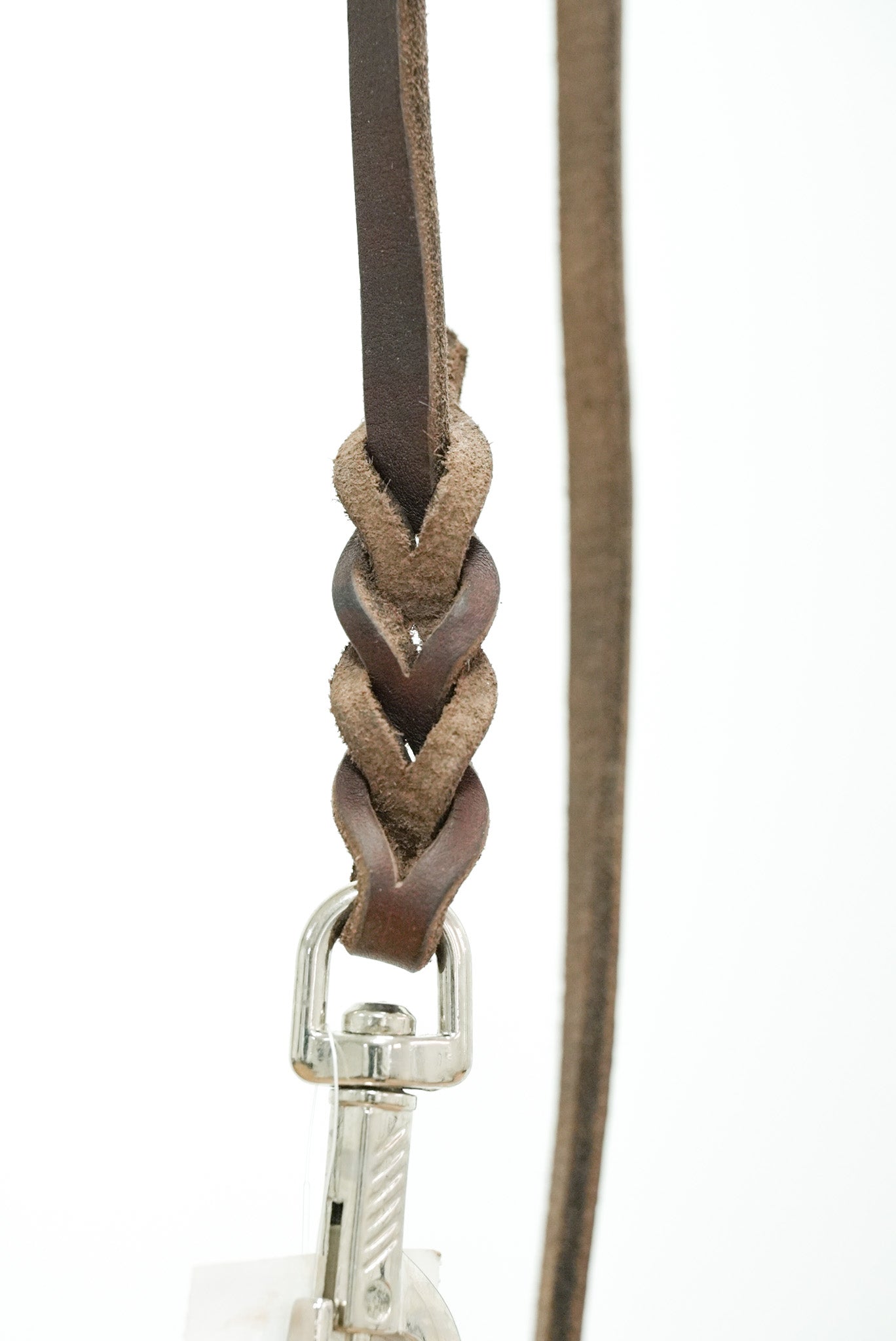 Brown Leather Leash stainless steel clip 10mm