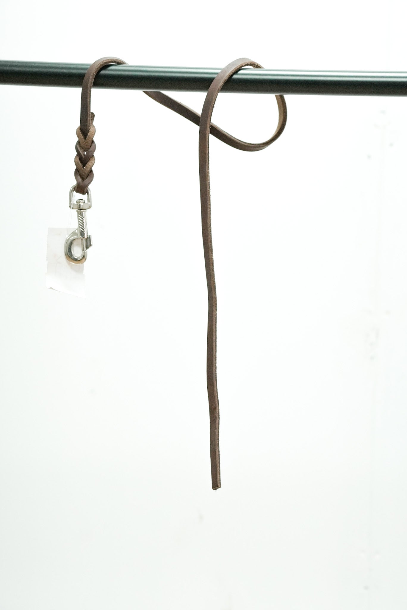 Brown Leather Leash stainless steel clip short 10mm